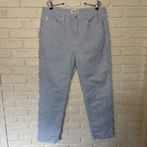 Seven 7 Blue White Striped High Waist Straight Leg Jeans Women's‎ Size 12